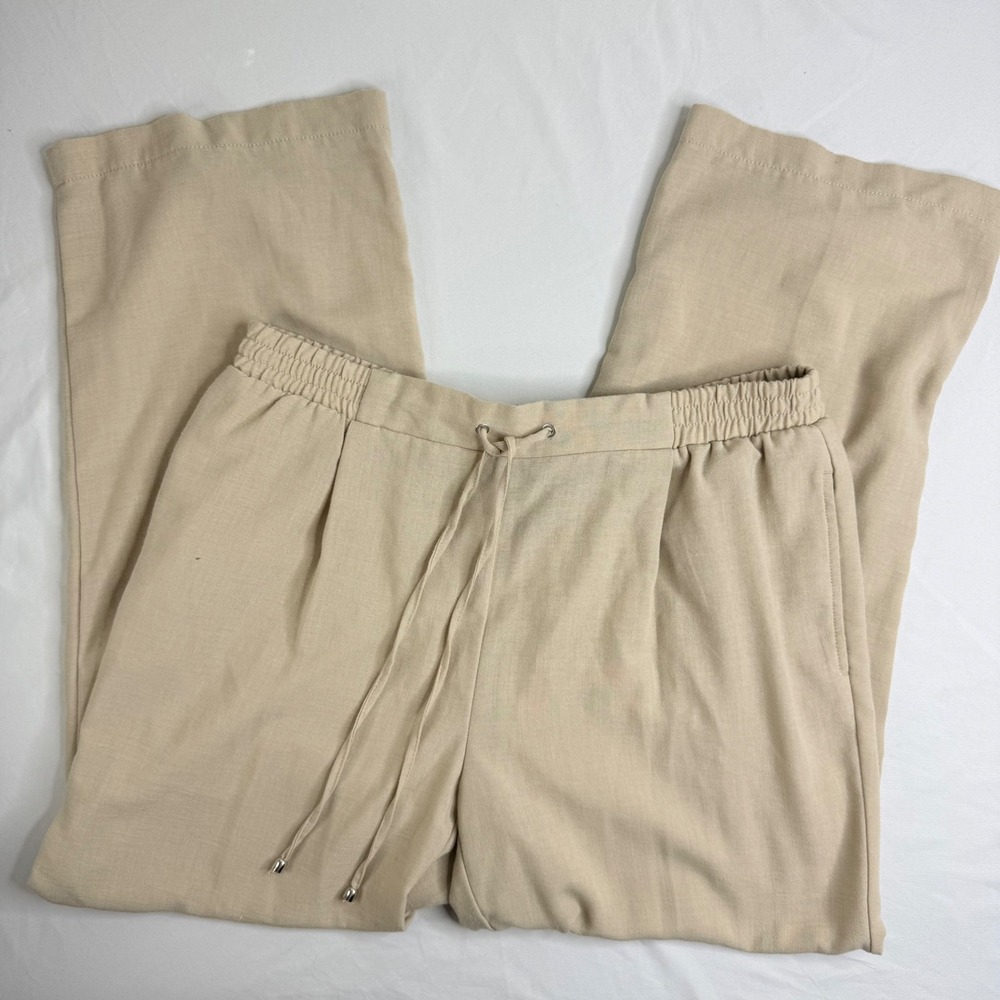 SOHO Apparel Ltd Tan Beige Wide Leg Drawstring Trousers Petite Large 7471119PBO‎